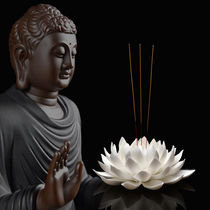 Ink-dyed incense handmade large ceramic lotus incense insert for Buddha line incense burner seat indoor household worship incense ornaments