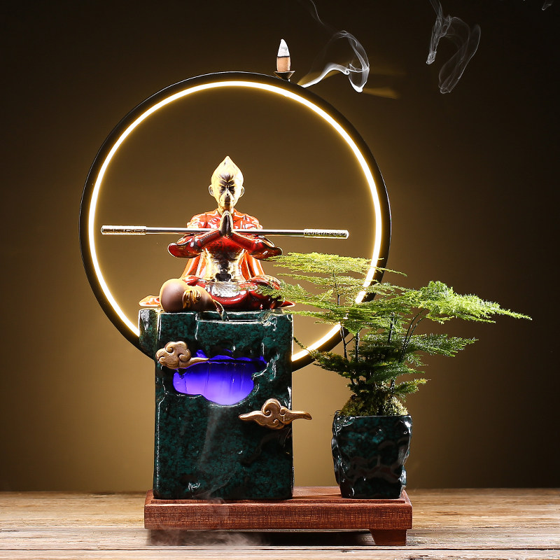 Creative Qi Titian Grand Saint New Chinese LED Lamp Ceramic Home Merchants Flowers Living-room Decoration Office