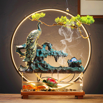 Chinese ceramic running water Peacock office desktop landscape lucky Feng Shui fish tank Shop opening gift ornaments
