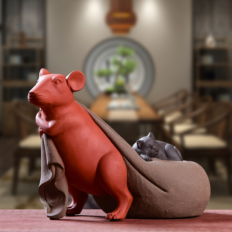 Ink dyed fragrance ceramic personality of the creative purple sand 2020 mouse zodiac is a mouse swing gift