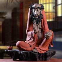 Ink-dyed incense Zhang Minggui ceramic Purple sand Zen ornaments Dharma ancestral crafts Entrance interior decoration
