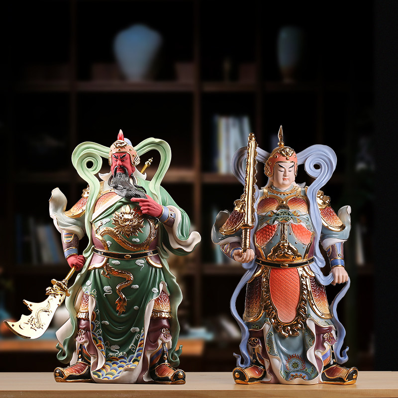 Ink-dyeing and fragrant large number Ceramics Vetuga Blue Buddha Statue home is dedicated to the Bodhisattva Bodhisattva, the god of martial arts and god-like the pendulum.