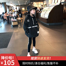 Girls  black jacket 2020 autumn new middle and large childrens Korean version loose tooling jacket Childrens foreign style stormtrooper