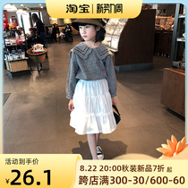 Girl Plaid Lining Spring Autumn New Baby Academy Wind Shirt Blouses Child Foreign Pistachio Sweetshirt