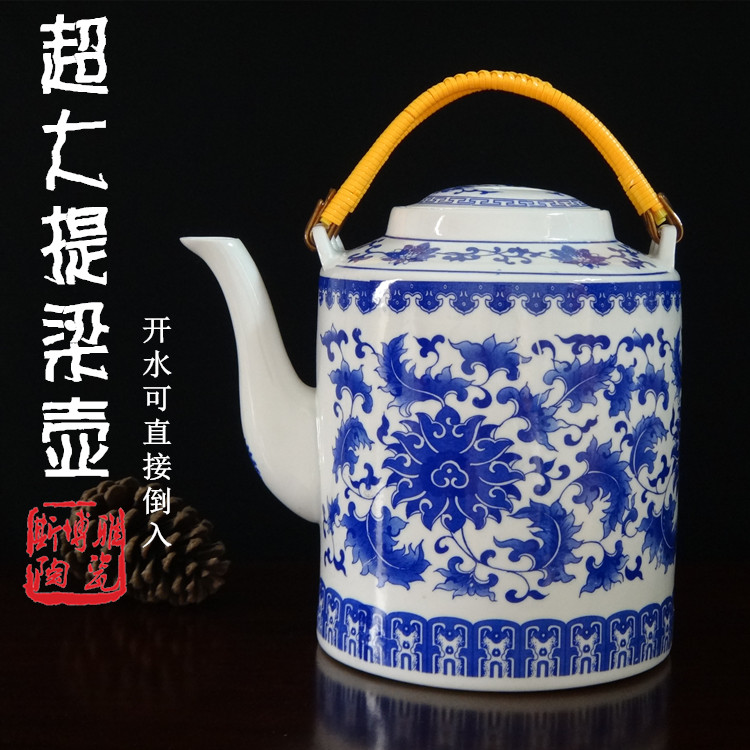 Jingdezhen porcelain explosion - proof heat resistant ceramic girder pot of cold water oversized large capacity mail nostalgic old teapot bag