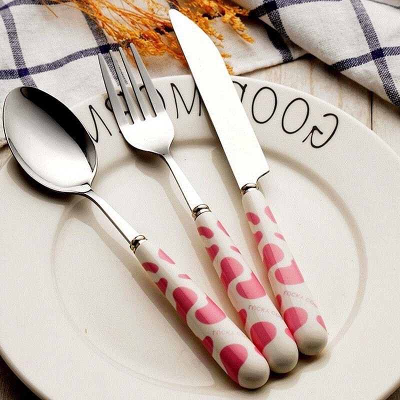 Creative household one-piece steak knife fork plate set Children's cute Western food custom children's cute North new style
