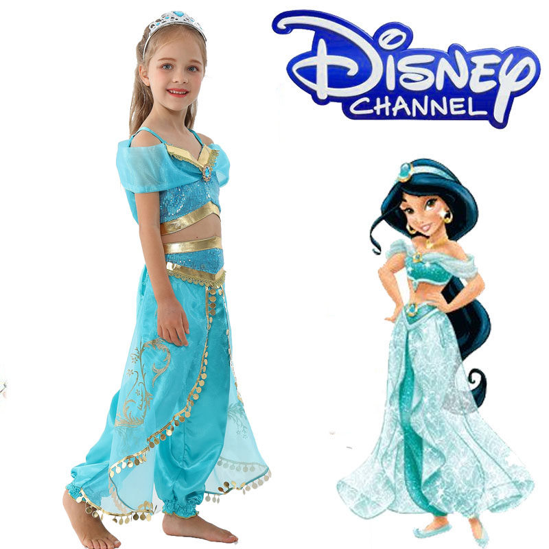 New girls' Jasmine princess dress Disney Halloween Aladdin Jasmine cosplay performance