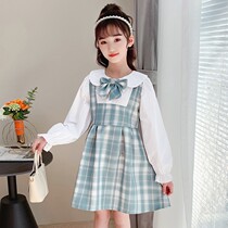 College style suit girl Autumn dress foreign school primary school dress jk uniform middle child child lattice dress