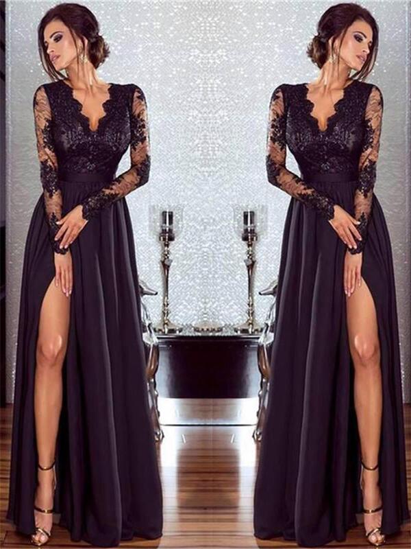 Amazon Wish Summer New Long Dress European and American Sexy Solid Color Lace Evening Dress Trendy Women