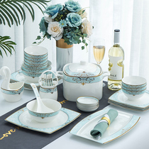  Ceramic bowl bone China tableware dish bowl household rice bowl Western steak plate dish bowl chopsticks instant noodle bowl