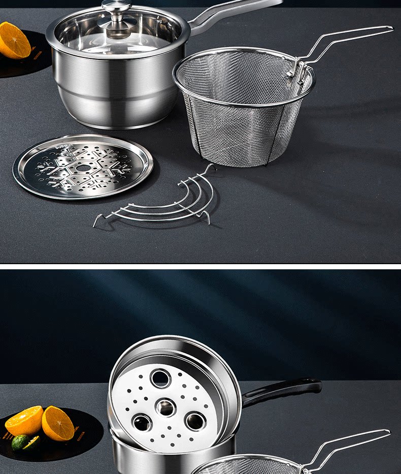 Фритюрница [特别优惠]304不锈钢煎锅家用天妇罗小煎锅，带过滤电磁炉迷你燃气