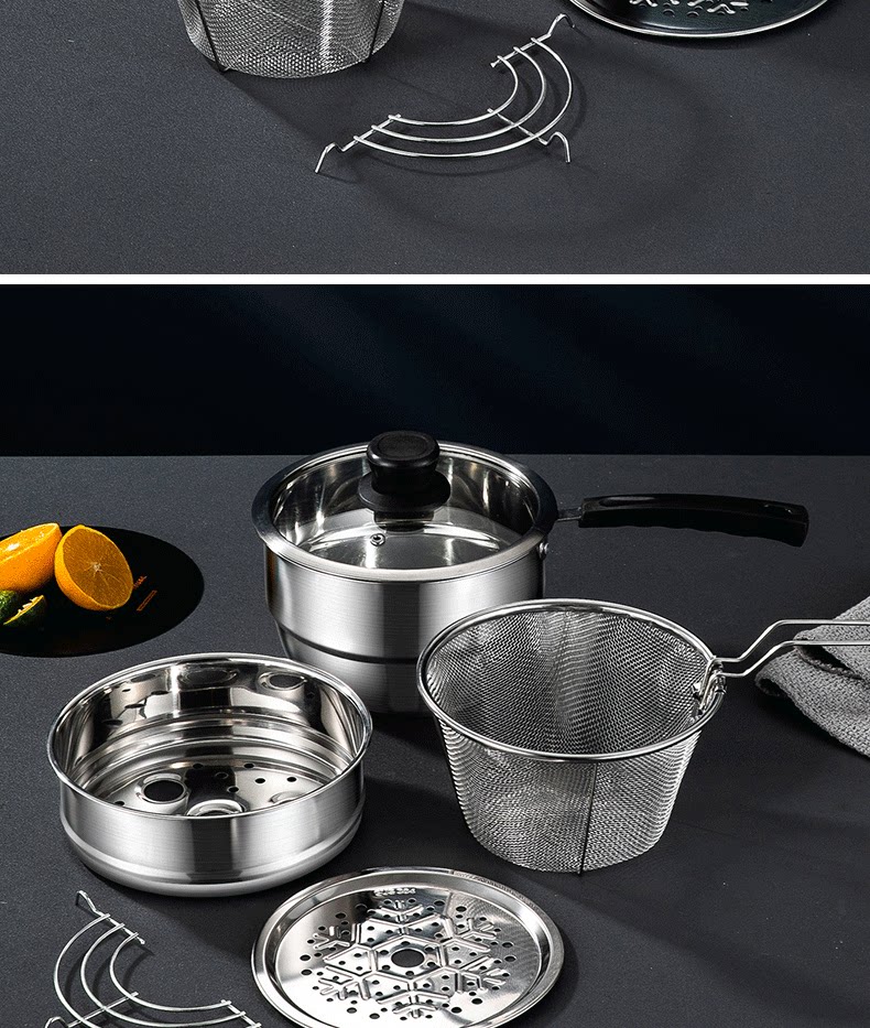 Фритюрница [特别优惠]304不锈钢煎锅家用天妇罗小煎锅，带过滤电磁炉迷你燃气