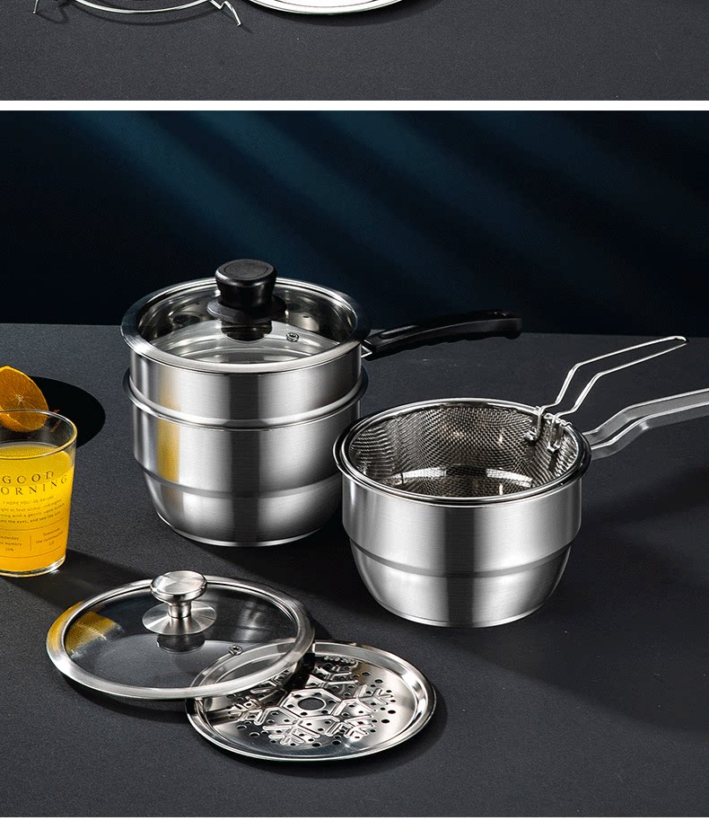 Фритюрница [特别优惠]304不锈钢煎锅家用天妇罗小煎锅，带过滤电磁炉迷你燃气