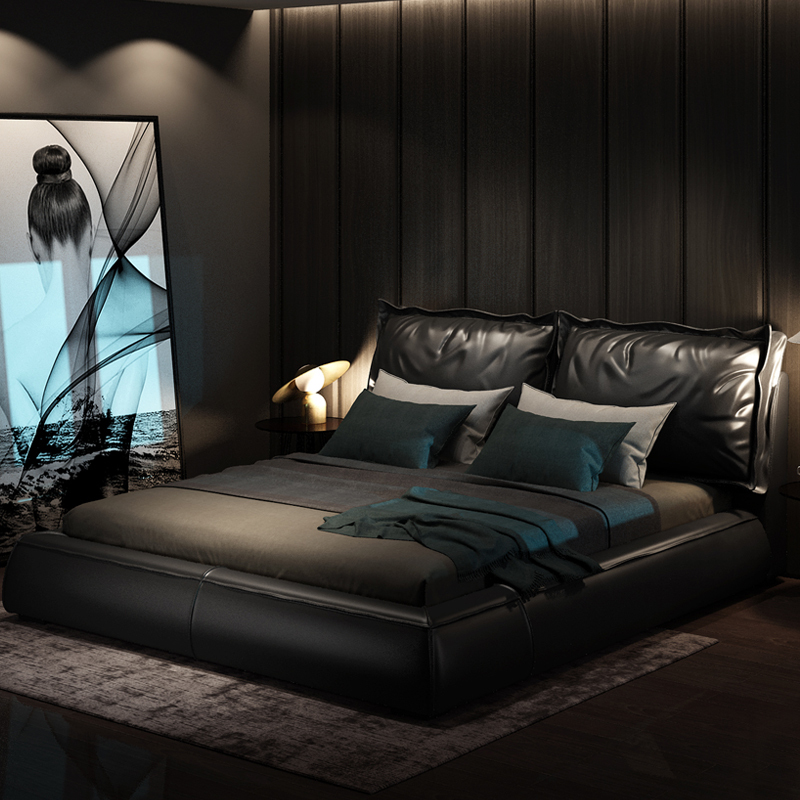 Italian-Style Light Luxury Leather Bed, Modern Minimalist Master Bedroom Wedding Bed, 2026 New Model, Storage Large Bed, Nordic 2.0* 2.2m