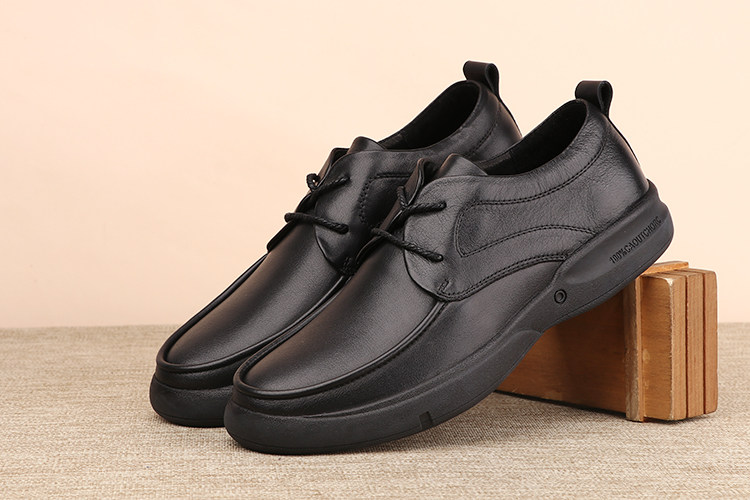 男鞋加宽脚肥大码45 46 47 48 圆头真皮系带透气软底黑色休闲皮鞋详情3
