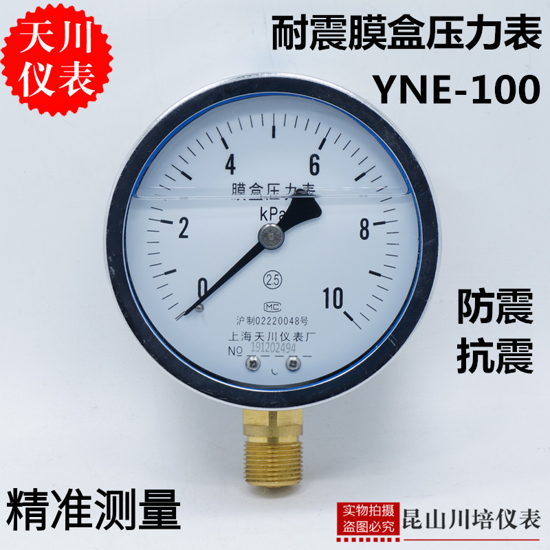 耐震抗震防震油压膜盒压力表YNE-100上海天川仪表KPA微压表充油
