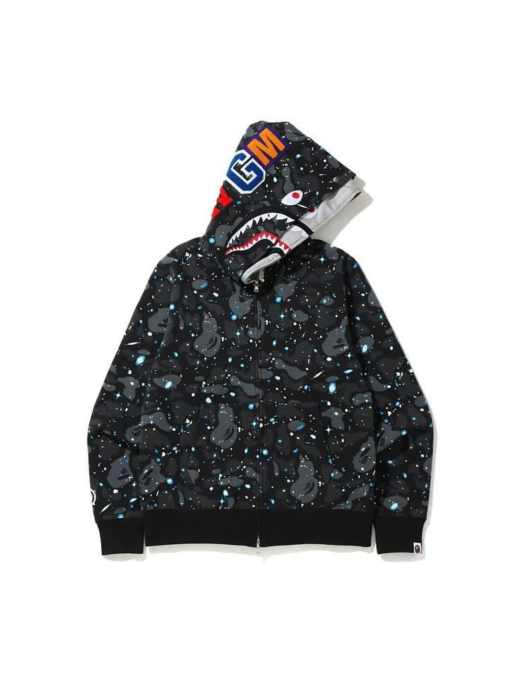 Japanese fleece cardigan, jacket with hood, human head, shark for men and women for students, hoody