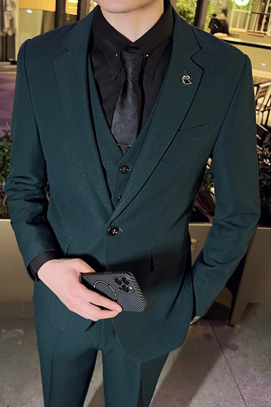 High-End Business Commuting Formal Wear, Dark Green Suit, Men's Wedding Dress, British Style, Korean Style Trendy Suit Suit