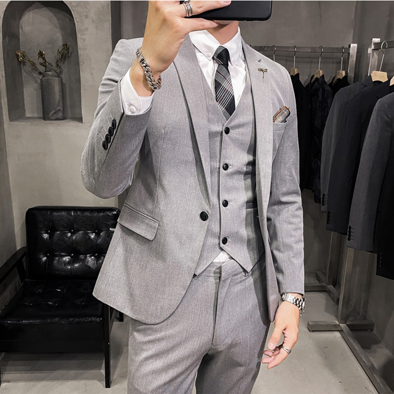 men's korean style trendy large size wedding dress British style casual handsome suit business formal