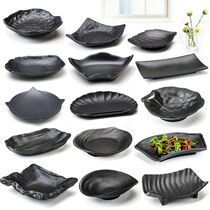 Melamine imitation porcelain black creative Japanese snack plate commercial hot pot restaurant special plate imitation porcelain barbecue dinner plate