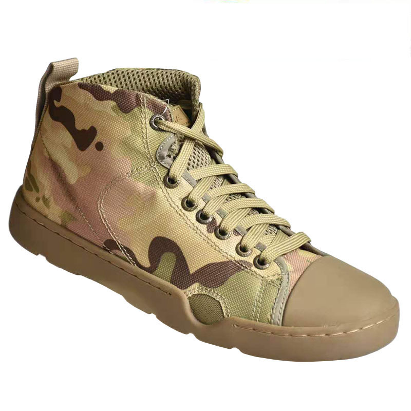 Novesta Co-Branded Camouflage Canvas Military Sneakers for Men Otb Outdoor Wear-Resistant Tactical Training Breathable Mid-Top Boots
