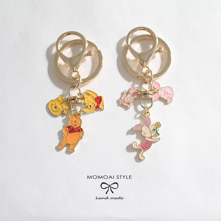 Handmade Cute Pooh Bear AirPods Pendant USB Flash Drive Anti-Lost Car Keychain Piggy Ornament Couple Accessory