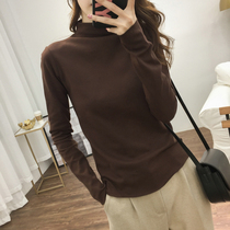 Basic Scrub Thickened Solid Color Semi-Turtleneck base shirt Interior Top Women Autumn and Winter Slim Solid Color Long Sleeve T-shirt