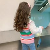 Трикотажный жилет, детский осенний весенний свитер, в западном стиле