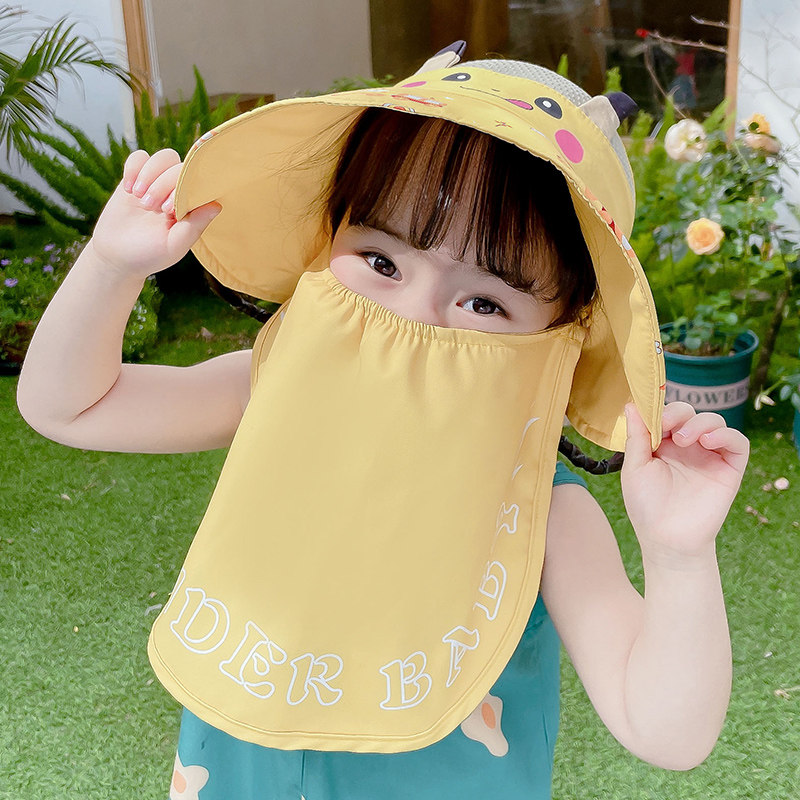 Children's sunscreen hats men and women baby sun hats beach seaside sun hats anti-UV face-covering big brim hats