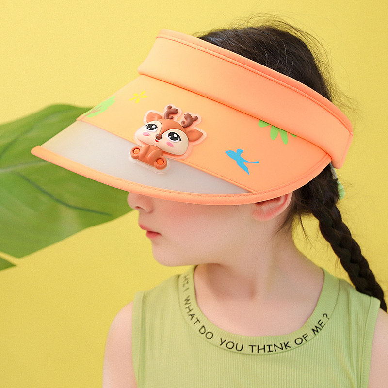 Children's sun protection hat summer anti-UV sun hat boys and girls baby breathable big brim empty top sun hat