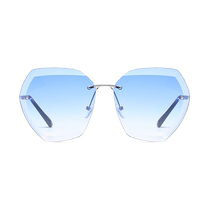 Frameless sunglasses for women anti-UV Internet celebrity polygonal glasses Korean style trendy street photography big face slimming driving sunglasses