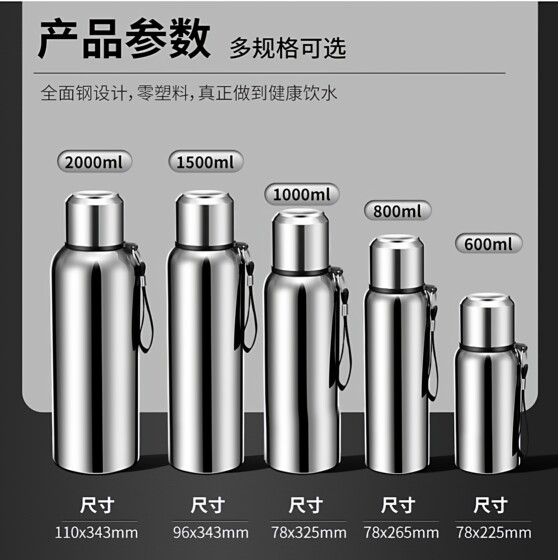 Insulated Cup for Men, Large Capacity, Food-Grade Stainless Steel, Outdoor Sports Anti-Fall Water Bottle, Thermos, Temperature Display Water Cup, Tea Cup