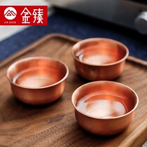 Copper tea cup Tea cup set Copper Kung Fu small tea cup Single cup Household building cup Master cup Tea cup Tea cup Tea set accessories