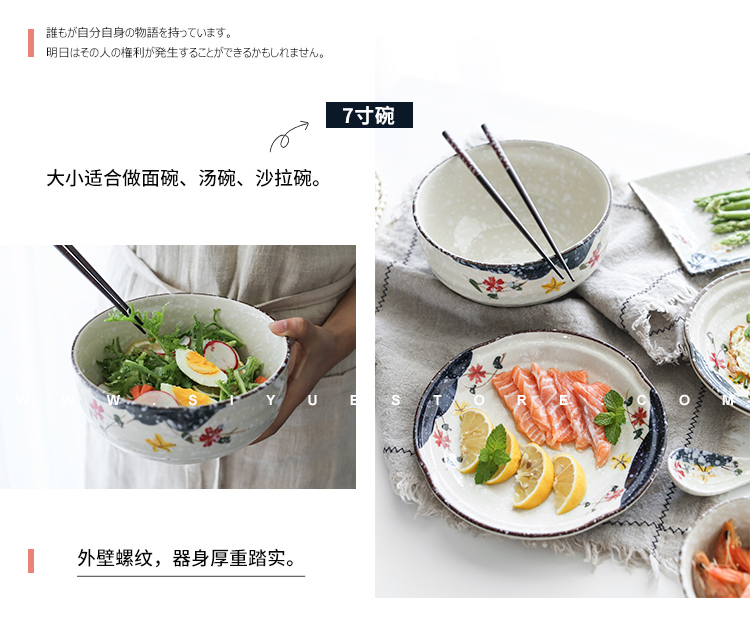 A proud boss on cold Japanese - style tableware and hand - made snowflake enamel household ceramic bowl dish plate sushi plate dishes