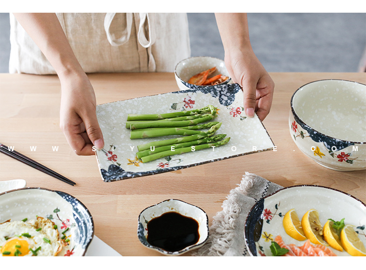 A proud boss on cold Japanese - style tableware and hand - made snowflake enamel household ceramic bowl dish plate sushi plate dishes