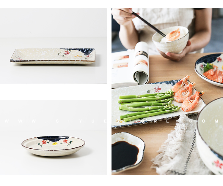 A proud boss on cold Japanese - style tableware and hand - made snowflake enamel household ceramic bowl dish plate sushi plate dishes