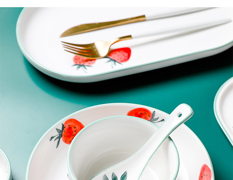 Boss on spring creative strawberry tableware ins 0 fish dish the Nordic household ceramic bowl rainbow such as bowl soup bowl