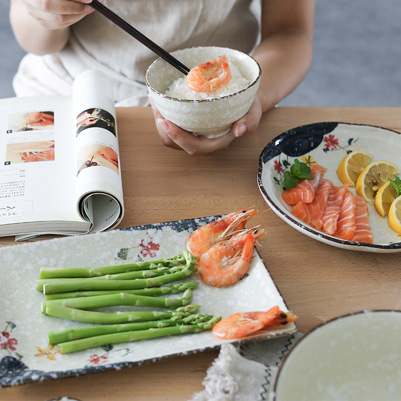 A proud boss on cold Japanese - style tableware and hand - made snowflake enamel household ceramic bowl dish plate sushi plate dishes