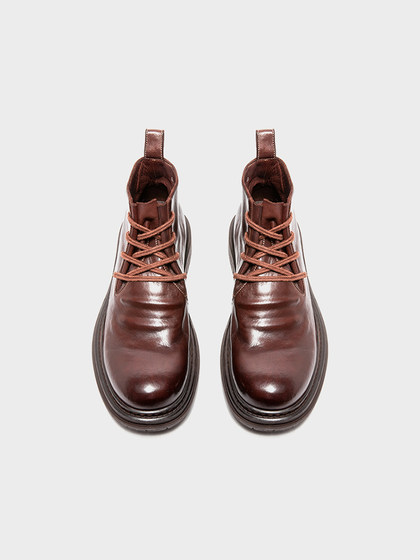 户外工装靴男加绒保暖男靴复古英伦风男士马丁靴真皮男鞋马皮靴子