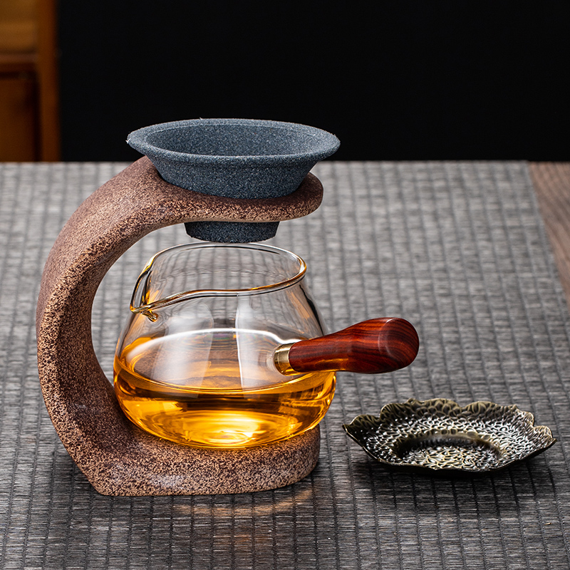 Large No Hole Teapot + Base + Coarse Pottery Easy Bubble Frame + Side Handle Fair CupCoronal hair No hole Tea drain net suit Tea filter screen Kung Fu Tea parts Tea filter originality Tea drain Tea filter