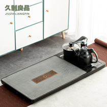 Long system of fine linen numb textured uginstone large tea tray with automatic boiling water jug integrated minima home retro tea table