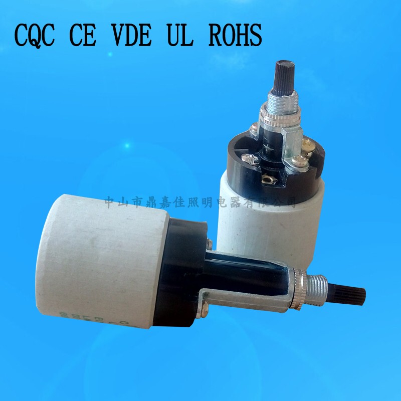 E26E27 Screw-Mount Ceramic Lamp Holder with Two-Way Rotary Switch Knob, American-Style Desk Lamp, Automatic Lathe Certified Lamp Base