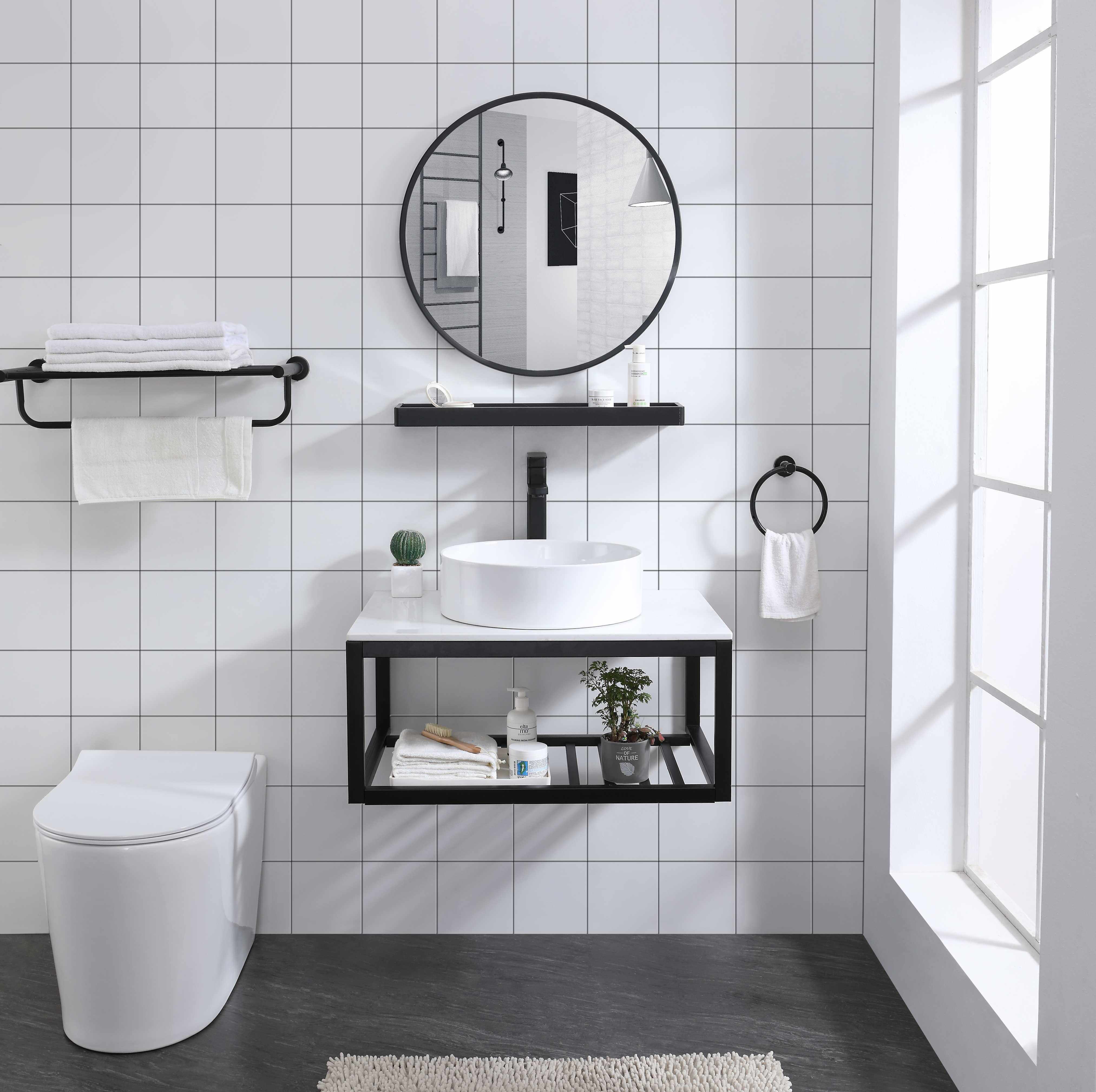 Nordic style household wash basin small house hanging wall type floor combination ceramic platform upper basin dressing room balcony