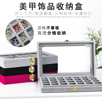 Luo micro nail jewelry box storage drill box high-grade transparent first jewelry drill box empty box velvet box manicure tool