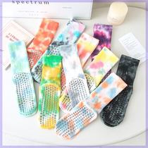 Tie-dye socks for women spring and summer pure cotton mid-calf socks ins trendy professional fitness sports Pilates non-slip yoga socks