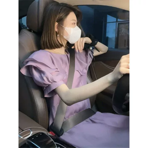 Ретро небольшая дизайнерская кукла, сиреневое летнее платье, французский стиль, яркий броский стиль, кукольный воротник