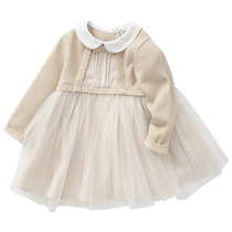 Balabala girls princess dress children baby dress baby gauze skirt autumn dress fake two-piece one-year-old dress
