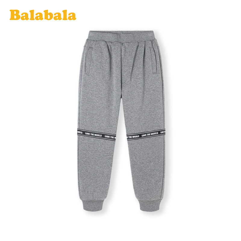 Balabala childrens quần mùa thu và mùa đông trẻ em lớn sweatpants dày trẻ em phổ thông cộng với quần nhung triều mát mẻ.