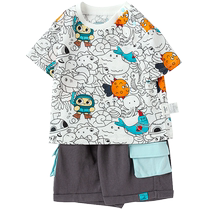 (Same style in the mall) Balabala boys short-sleeved suit baby summer two-piece set cool and cute