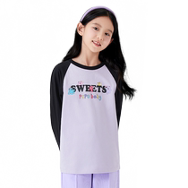 (Milk puff puff) Balabala childrens clothing childrens long-sleeved T-shirt 2024 autumn clothing girls and boys pure cotton tops